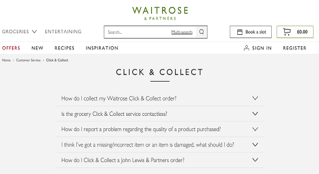 Waitrose offers Buy Online Pick Up In Store