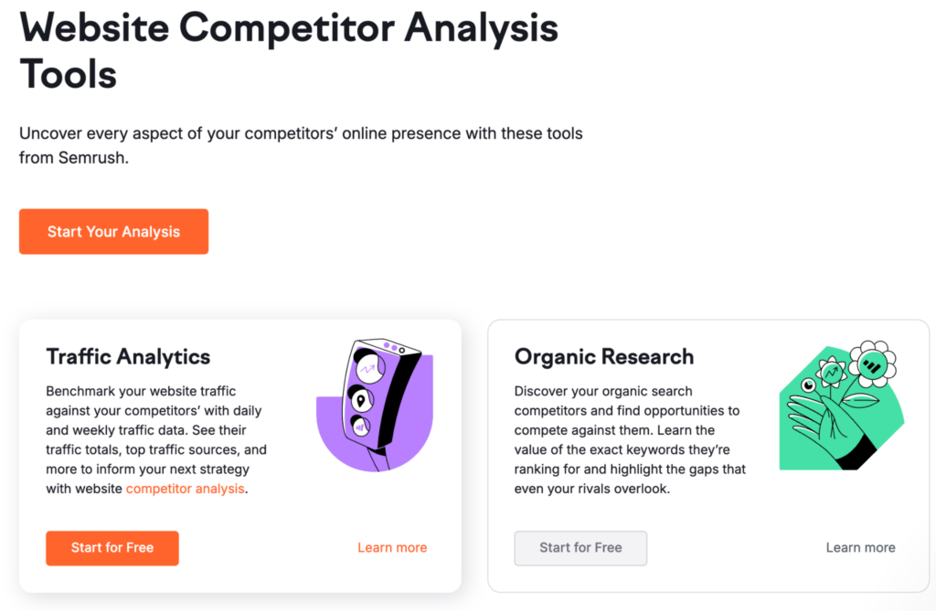 semrush ecommerce competitor analysis tool