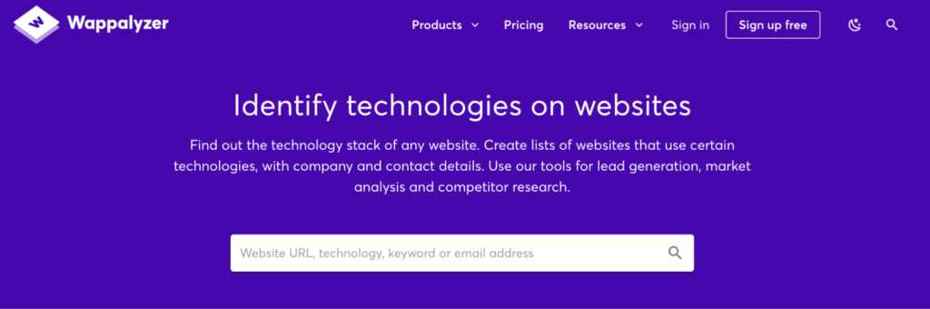 wappalyzer Competitor Research Tools